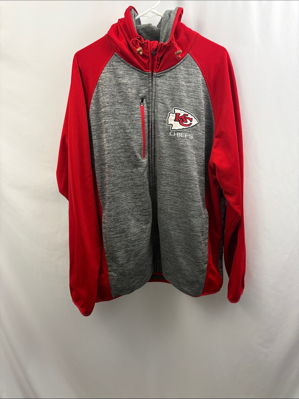 NFL Team Apparel Men’s Kansas City Chiefs Full Zip Hoodie Size XXL Red Gray